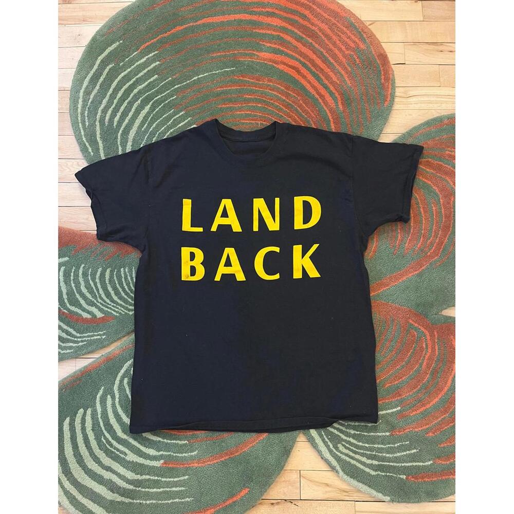 Black 'LAND BACK' Graphic T-Shirt, Men's Short Sleeve Medium